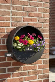 Kvetináč na stenu MURA, sklolaminát, Ø 30 cm, čierna