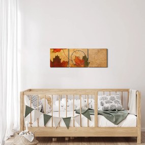 Obraz s jesenným motívom (s hodinami) (90x30 cm)