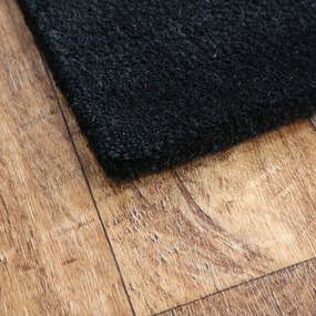 Asra, Ručne všívaný kusový koberec Asra wool čierna, 60x110, čierna, obývacia izba