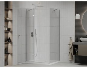 Mexen Roma, sprchovací kút 90 (dvere) x 100 (stena) cm, 6mm číre sklo, chrómový profil + slim sprchová vanička 5cm, 854-090-100-01-00-4010