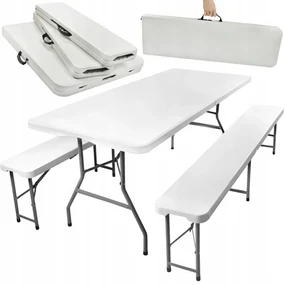 JAKS Skladací pivný set 180 cm biely