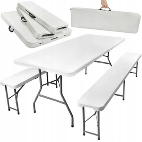 JAKS Skladací pivný set 180 cm biely