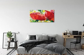 Obraz canvas červené kvety 125x50 cm