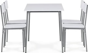 Jedálenský stôl 110x70 cm so štyrmi stoličkami, biela / sivé nohy AUT-O2156 WT