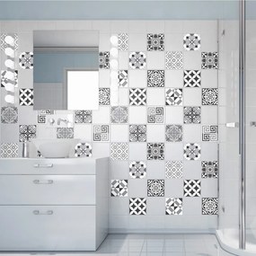 Sada 60 nástenných samolepiek Ambiance Elegant Tiles Shade of Gray, 10 × 10 cm