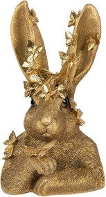 Dekorácia zlatá busta zajac so zlatými motýlikmi - 21*20*34 cm