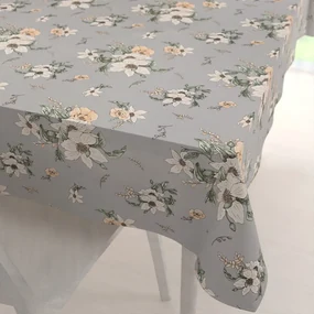 Biante Bavlnený obdĺžnikový obrus Sandra SA-465 Oranžové kvety na sivom 140x220 cm