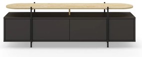 Čierny TV stolík v dekore duba 160x48 cm Hinoa – Marckeric