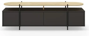 Čierny TV stolík v dekore duba 160x48 cm Hinoa – Marckeric