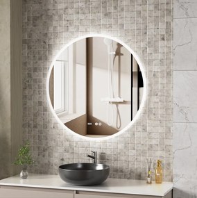 Erga Deam, okrúhle LED zrkadlo 90cm, 3 farby svetla, predné osvetlenie, vyhrievacia podložka proti zapareniu, ERG-V01-Deam-9090-CL