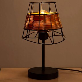 Stolná lampa Esra s ratanovým opletom