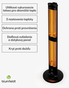 Blumfeldt BlazeTower nfračervený ohrievač, 3000 W, pre vonkajší priestor, 3 úrovne, IP45, diaľkové ovládanie, časovač