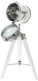 Dekorstudio Podlahová lampa TRIPOD na bielej trojnožke s chrómovaným tienidlom