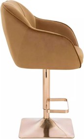 LuxuryForm DESIGN Barová stolička AVOLA VELUR na zlatej hranatej podstave - medová