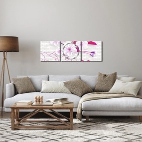 Obraz vetvičky s kvetmi (s hodinami) (90x30 cm)
