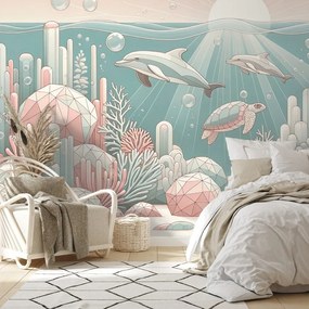 Samolepiaca tapeta podmorský svet v pastelových farbách