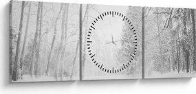Obraz - Drevené mólo v zime (s hodinami) (90x30 cm)