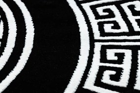 Dywany Łuszczów, Kusový koberec Gloss 6776 85 greek black/ivory kruh, 200x200 (priemer) kruh, čiernobiela, chodba / predsieň