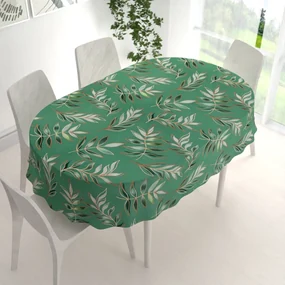 Biante Bavlnený oválny obrus Sandra SA-435 Popínavé listy na zelenom 120x160 cm