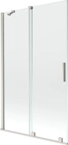 Mexen Velar, 2-krídlová posuvná vaňová zástena 110 x 150 cm, 8mm číre sklo, brúsená oceľ, 896-110-000-01-97
