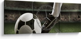 Obraz - Futbalová lopta (s hodinami) (90x30 cm)