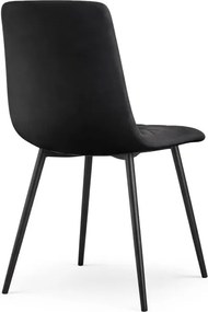 Sada ôsmich jedálenských stoličiek NERO zamatové, čierne / čierne nohy (8 ks)