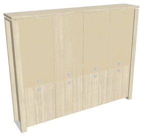 Vysoká skriňa Verno+ S 260 x 46 x 210 cm, kombinované dvere, agát / vanilka