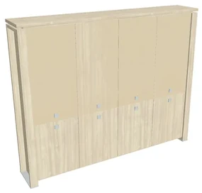 Vysoká skriňa Verno+ S 260 x 46 x 210 cm, kombinované dvere, agát / vanilka
