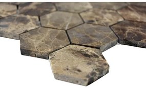 Mozaika z prírodného kameňa MOS HXN 2909 hexagon, hnedá 29,8 x 30,5 cm