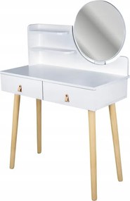 Toaletný stolík SCANDI 3 so zrkadlom biely / naturálny