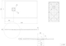 Erga Hyper, SMC sprchová vanička 130x70x2,6 cm + sifón, biela matná, ERG-V06-SMC-7013S-WH