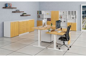 Kancelárska skriňa so zásuvkami PRIMO WHITE, 1781 x 800 x 420 mm, biela/buk