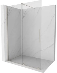Mexen Velar, sprchová zástena s posuvnými dverami Walk-in 130 x 200 cm, 8mm číre sklo, brúsená oceľ, 871-130-000-03-97
