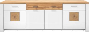 Široká komoda Matera, 220 cm,starý dub/biela