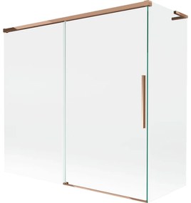 Mexen Rox, L posuvná 2-krídlová vaňová zástena 170 + 75 x 150 cm, 8mm číre sklo, ružové zlato profil, 8C9L-170-075-60-00