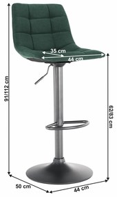 Kondela Barová stolička, zelená/čierna, LAHELA