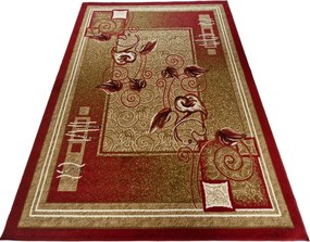Klasický koberec Shiraz BCF Kalia – červeno-béžový vzor Rozmer: 100x190 cm
