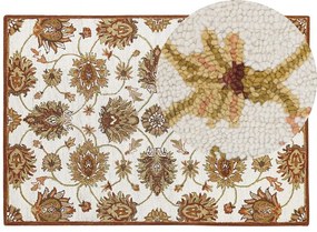 Vlnený koberec 140 x 200 cm béžová/hnedá EZINE Beliani