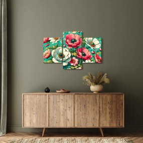 Obraz - Kvety na modrom pozadí (90x60 cm)