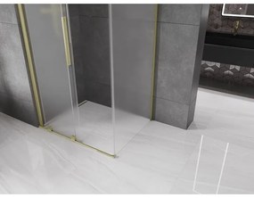 Mexen Velar, sprchový kút s posuvnými dverami 140 x 100 cm, 8mm sklo námraza, zlatá matná, 871-140-100-31-55