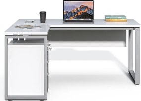 Rohový kancelársky stôl s kontajnerom Houseland Prime Home 01 160 cm biely