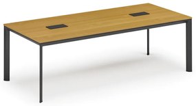 Rokovací stôl PRIMO INVITATION, 240x120 cm, buk + 2x stolná zásuvka TYP VI, čierna
