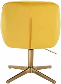 LuxuryForm DESIGN Stolička AVOLA VELUR na zlatom kríži - žltá
