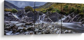 Obraz plynúcej vody (s hodinami) (90x30 cm)