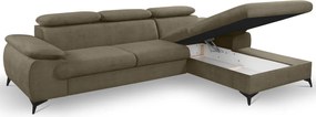 Rohová sedacia súprava Scala, hnedá látka, pravý roh