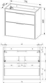 Mereo, Mereo Vigo, kúpeľňová skrinka s keramickým umývadlom 81 cm, biela, MER-CN312