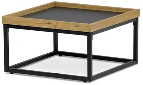 Autronic - Stůl konferenční, MDF deska šedá s dekorativní hranou divoký dub, černý kov. - CT-614 OAK VÝPRODEJ