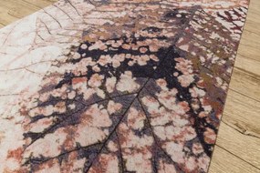 Protišmykový behúň DIGITAL - LEAVES Lístie, béžový / ružový