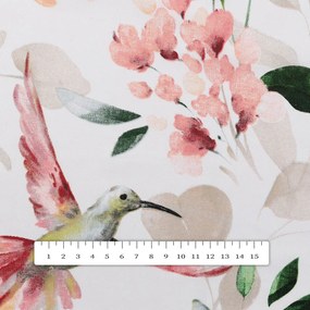 Bavlnená látka/plátno Sandra SA-432 Vtáci medzi kvetmi - šírka 160 cm