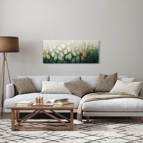 Obraz - Zlato-zelené listy (120x50 cm)